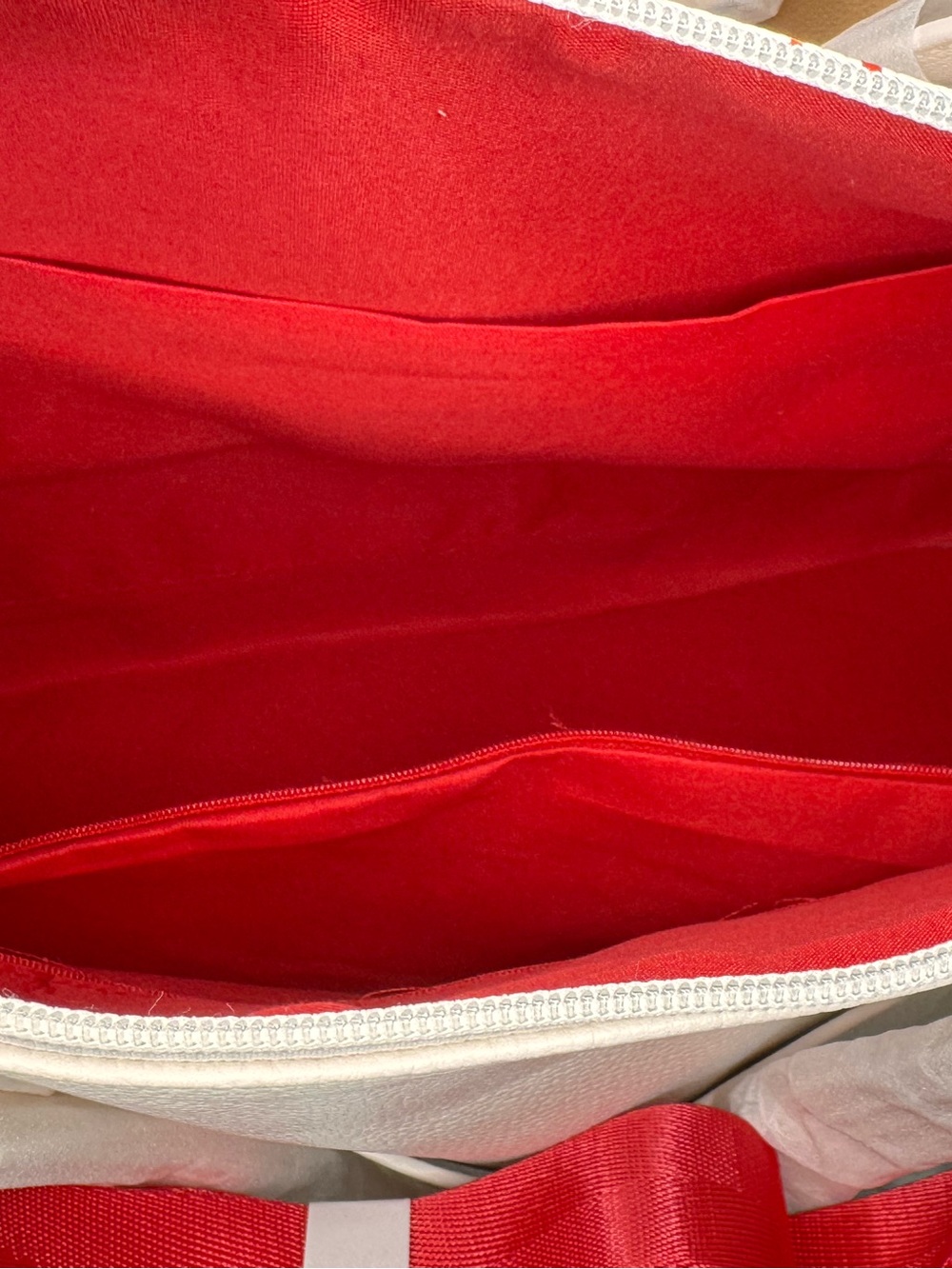 Strawberry Shortcake Pebbled Faux Leather Embroidered Red & Cream Large Duffle - Picture 13 of 14